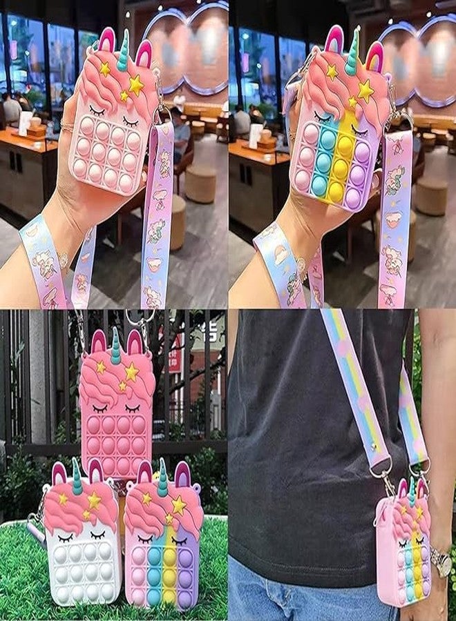 Manos Unicorn Pop It Sling Bag for Kids Girls Stress Free Toy ,Bubble Fidget Push Pop Fidget Toys - Image 4